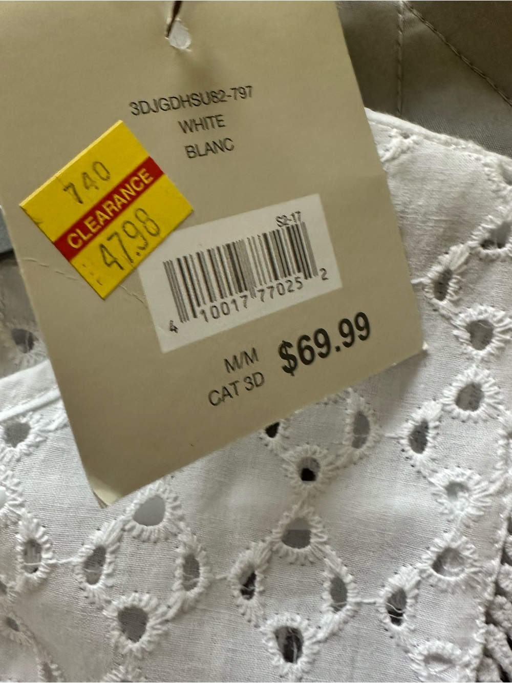 Sz M⭐️NWT Denver Hayes White Lined Cotton Eyelet Sleeveless Shift Dress PTP 19” - Picture 4 of 8